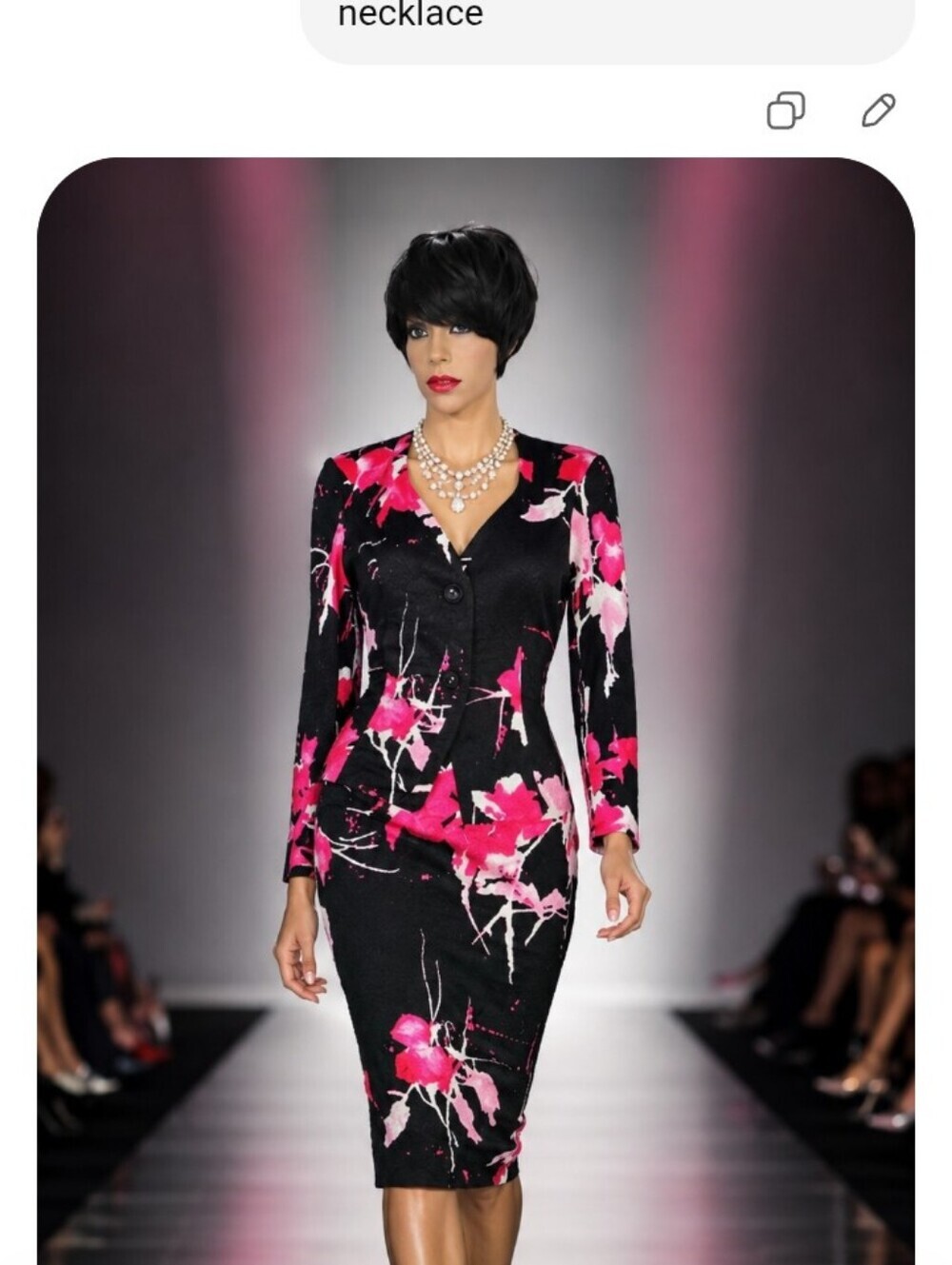 ESCADA'S NEIMAN MARCUS JACQUARD 4 BLACK WHITE PINK FLORAL SILK WOOL SKIRT SUIT